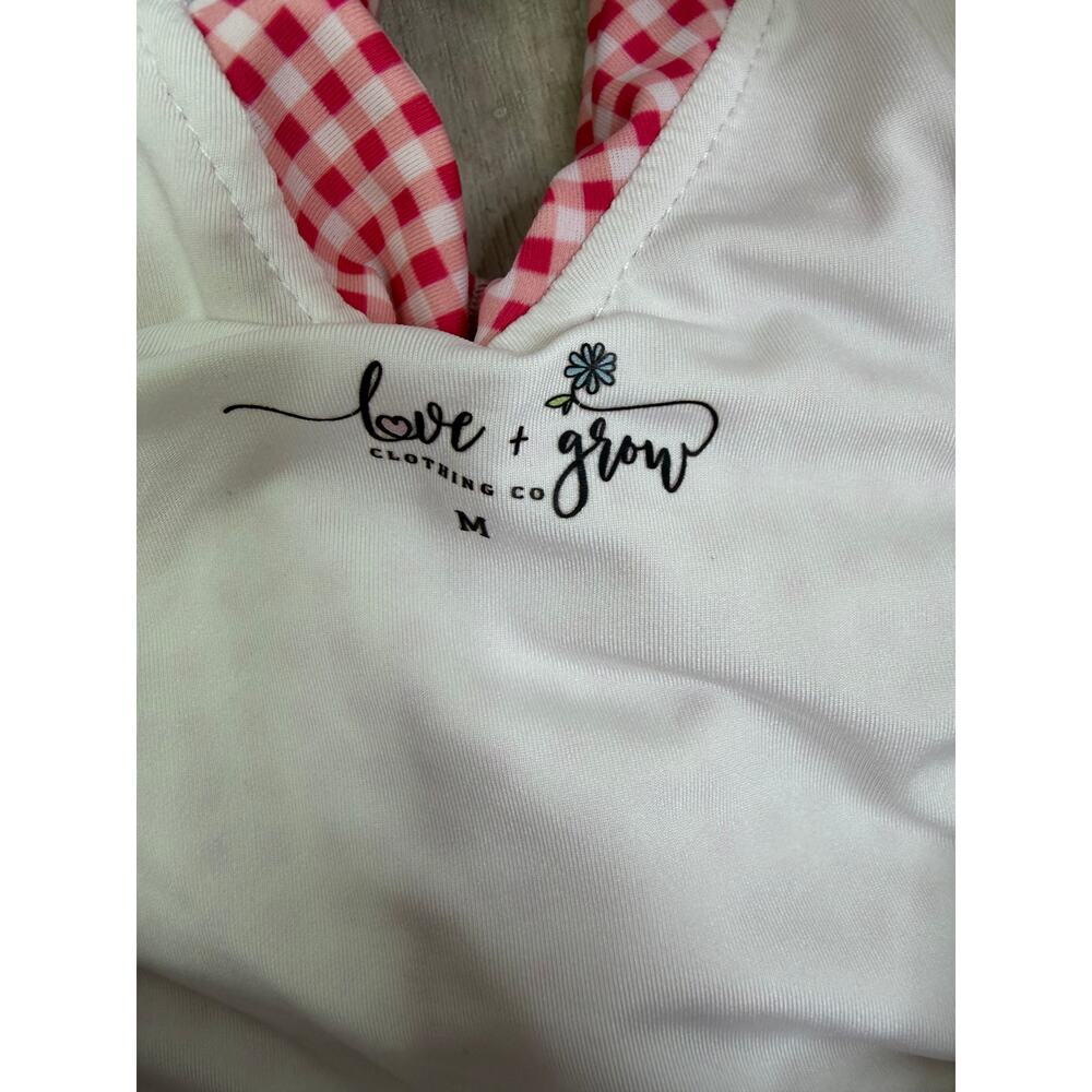 Love & Grow Red Gingham Plaid Ruffle One Piece Swimsuit Size Medium - Picture 3 of 6